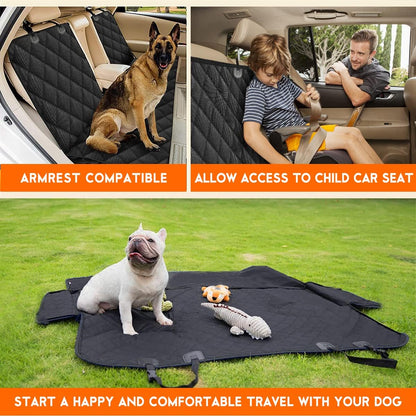 Dog Car Seat Cover - Waterproof and Durable Back Seat Protector for Pets, Fits Most Cars, SUVs, and Trucks (53” Width) - Black